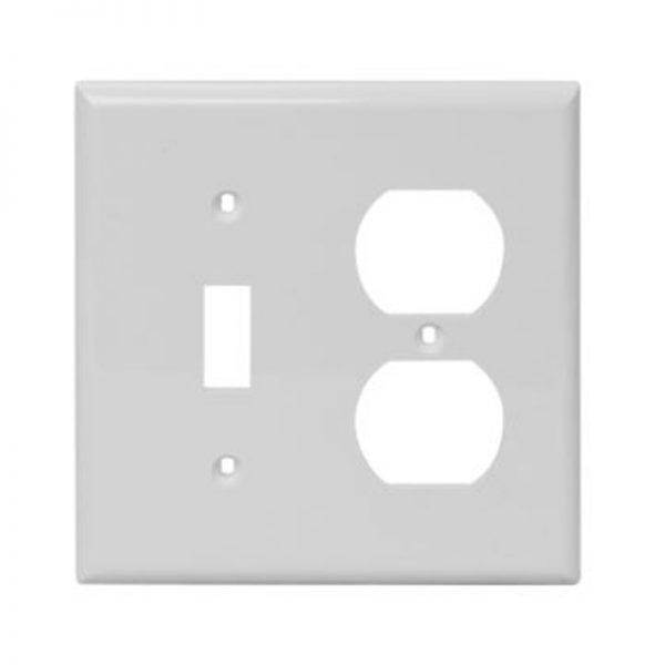AIDA 2 Gang Plastic 1 Toggle Switch & 1 Duplex Receptacle Combination Wall Plate