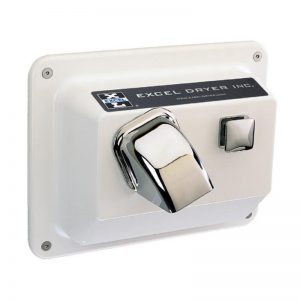 Excel R76-W Hands-On Push-Button Recessed White Metal Hand Dryer