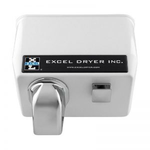 Excel 76-W Hand Dryer White Epoxy on Zinc Alloy Push-Button Surface-Mounted