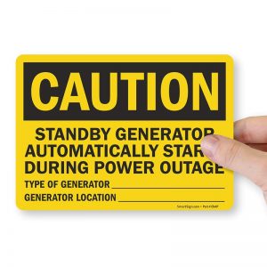 SmartSign ENAP “Caution - Standby Generator” Label 5" x 7" Polyester Adhesive