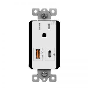 Enerlites 61150-QCPD-W Dual USB Type-C/A Charger 3.0, 15A Single Tamper-Resistant Receptacle