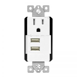 Enerlites 61150-TR2USB-CU-W Interchangeable Dual USB Charger 4.8A with 15A Single Tamper-Resistant Receptacle