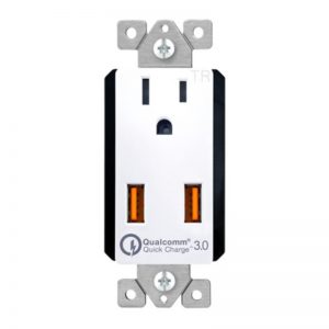 Enerlites 61150-TR2USB-QC3-W Dual USB Charger with Qualcomm Quick Charge 3.0 and 15A Single Tamper-Resistant Receptacle