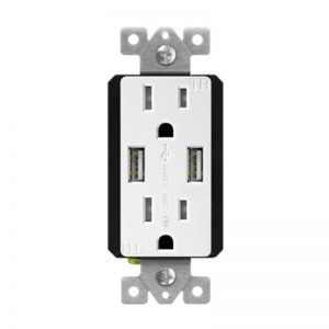 Enerlites 61501-TR2USB-CC-I Dual USB Charger 4.8A with 15A Tamper-Resistant Duplex Receptacles, Ivory