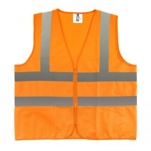 IW1284-OZ-L Class 2 High Visibility Orange Safety Vest, Knitted Fabric